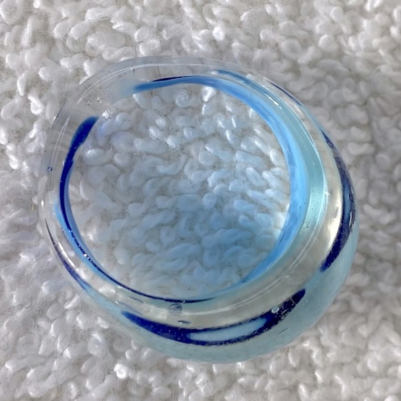 Vintage Art Glass Handmade Blue Band Ring - Picture 8 of 11
